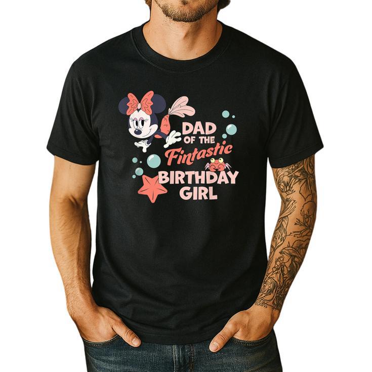 Disney Minnie Mouse Mermaid Dad Of The Birthday Girl Men's Casual T-Shirt