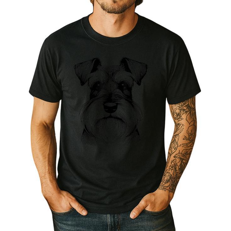 Dog Fingerprint Miniature Schnauzer Dad Mom Men's Casual T-Shirt