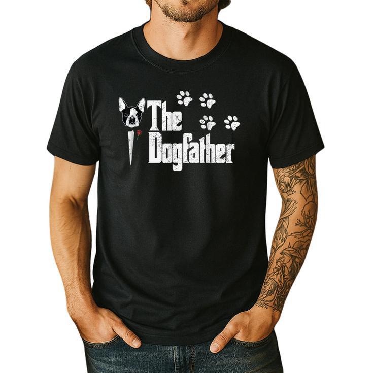 The Dogfather Boston Terrier Dog Dad Tshirt Idea Men's Casual T-Shirt