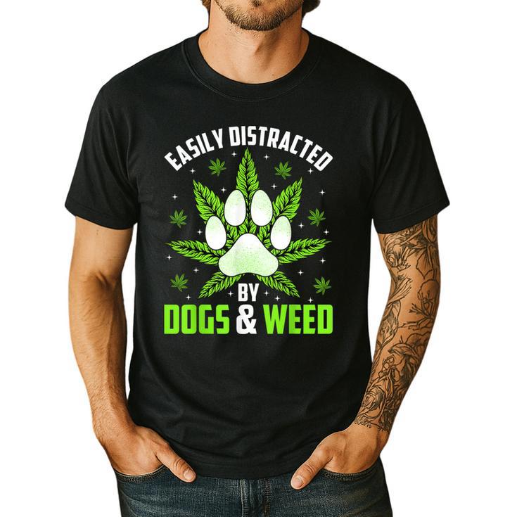 Dogs And Weed Dad Mom Dog Lover Cannabis Marijuana For Men Women Men's Casual T-Shirt