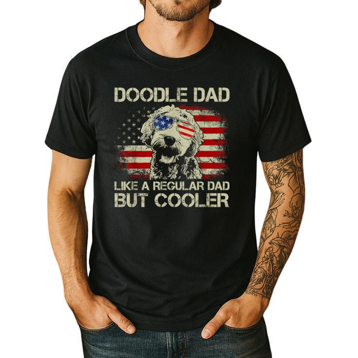 Doodle Dad Goldendoodle Regular Dad But Cooler American Flag Men's Casual T-Shirt