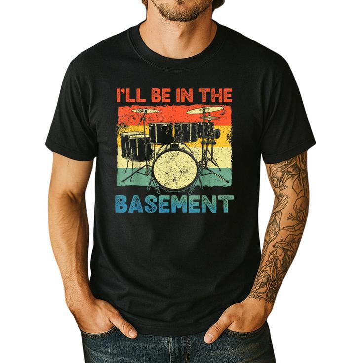 Drumming Basement Drum Set Drummer Rock Dad Grandpa Men's Casual T-Shirt