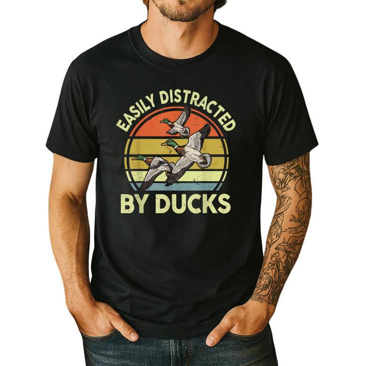 Easily Distracted Duck Hunting Dad Hunter Son Daughter Men's Casual T-Shirt Easily Distracted Duck Hunting Dad Hunter Son Daughter Men's Casual T-Shirt