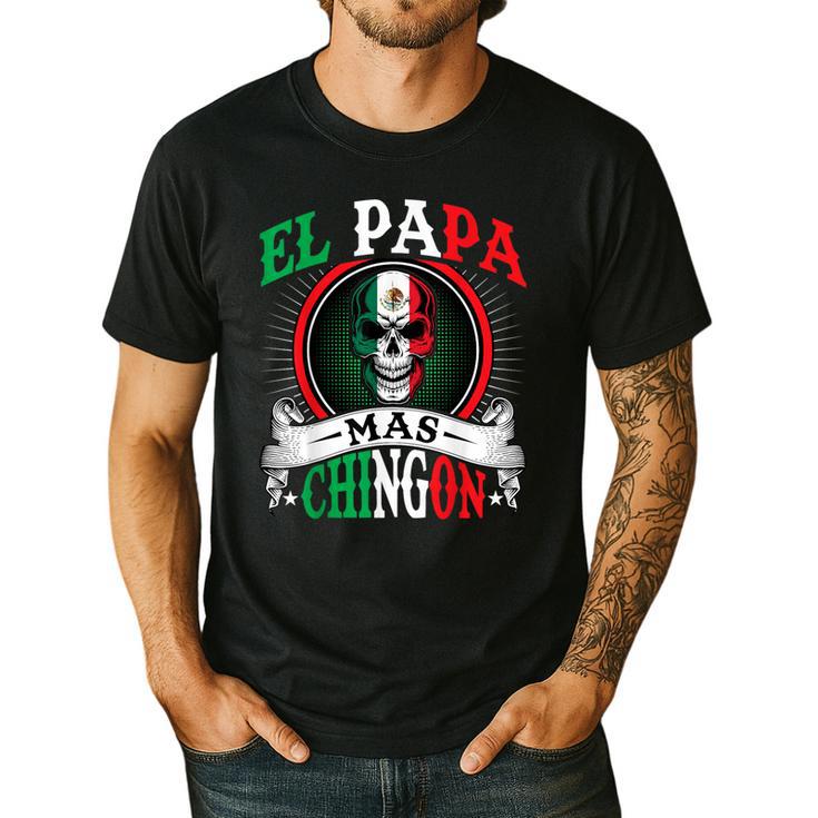 El Papa Mas Chingon Mexican Dad Husband Regalo Flag Men's Casual T-Shirt