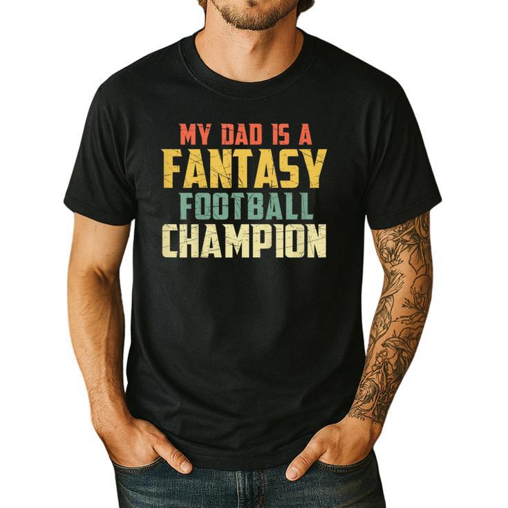 Fantasy Football Dad Champion Vintage Draft Party Men's Casual T-Shirt