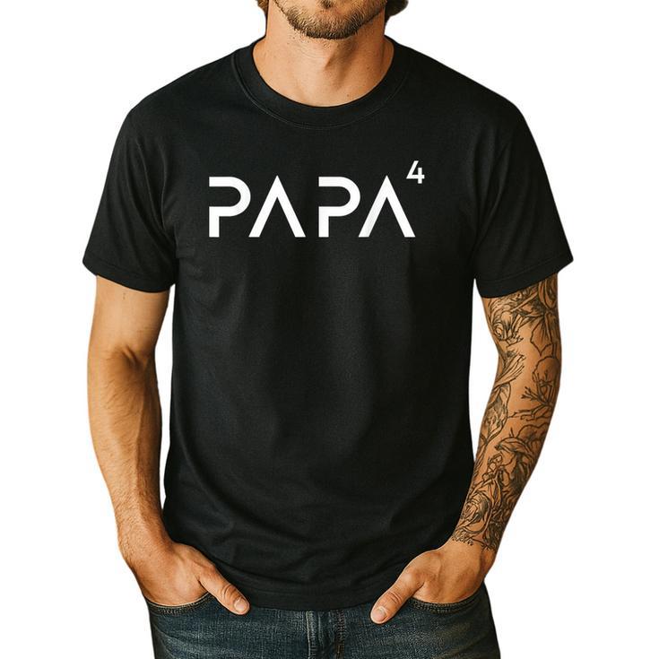Father Of 4 Kids Dad Squared Dad To The Fourth Power Men's Casual T-Shirt