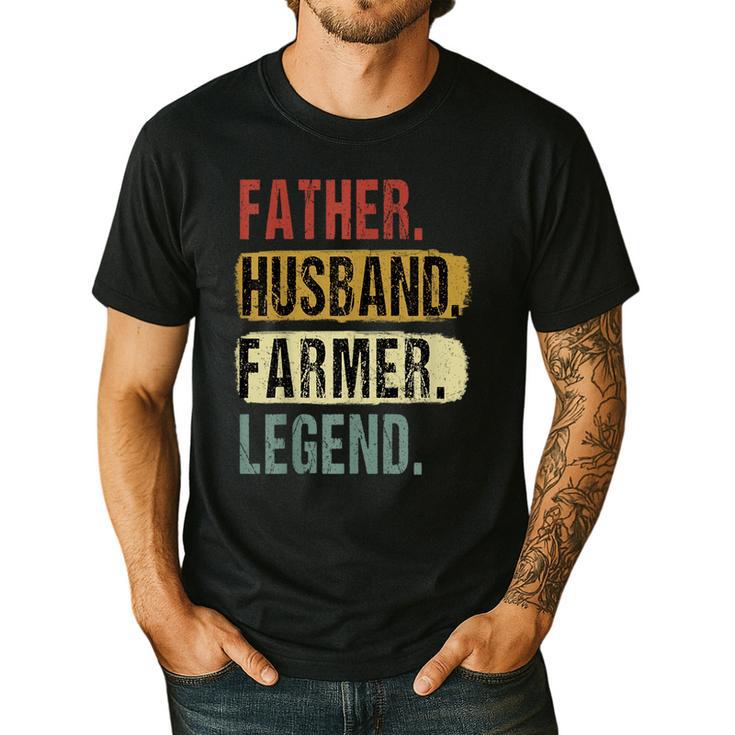 Father Husband Farmer Legend Vintage Dad Father's Day Men's Casual T-Shirt