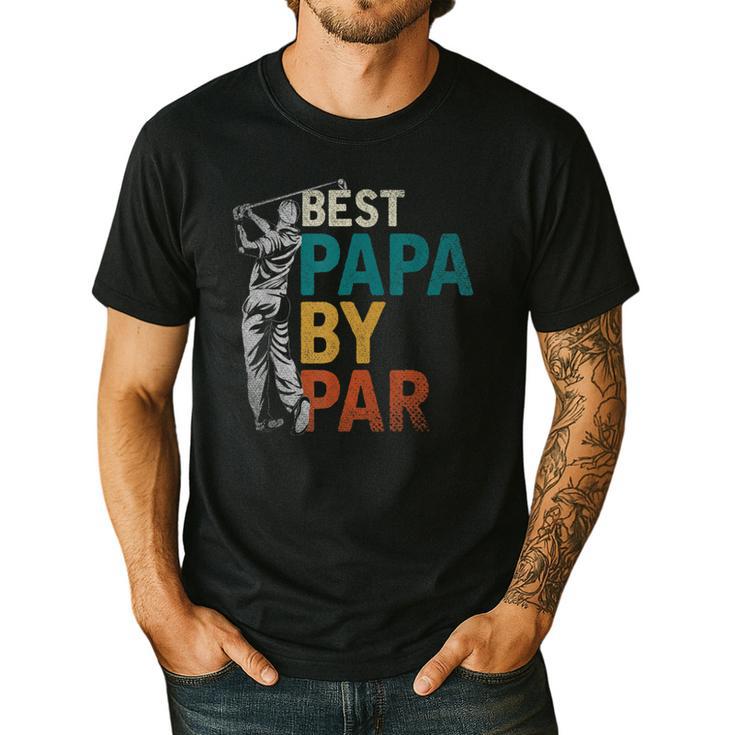 Fathers Day Golfer Dad Golfing Best Papa By Par Golf Men's Casual T-Shirt