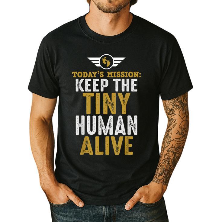 Father's Day By Tee Company New Dad First Time Father Keep Tiny Human Alive Adult Classic Fit Short Sleeve Men's Casual T-Shirt