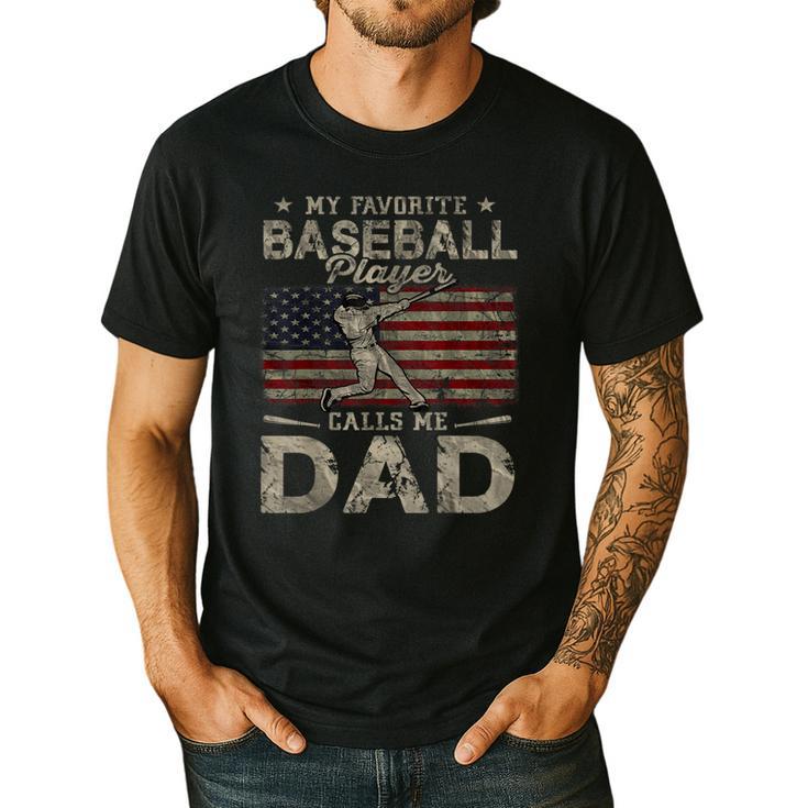 My Favorite Baseball Player Calls Me Dad Father's Day Men's Casual T-Shirt
