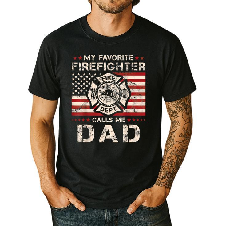 My Favorite Firefighter Calls Me Dad Fireman Father Saying Men's Casual T-Shirt