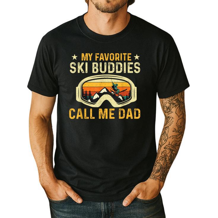 My Favorite Ski Buddies Call Me Dad Skier Skiing Lover Men's Casual T-Shirt