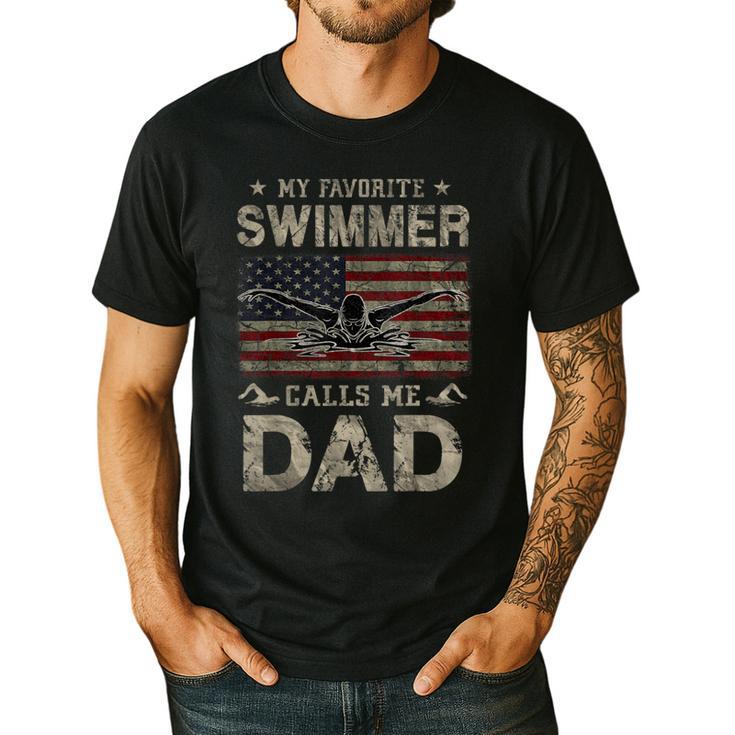My Favorite Swimmer Calls Me Dad Fathers Day Men's Casual T-Shirt