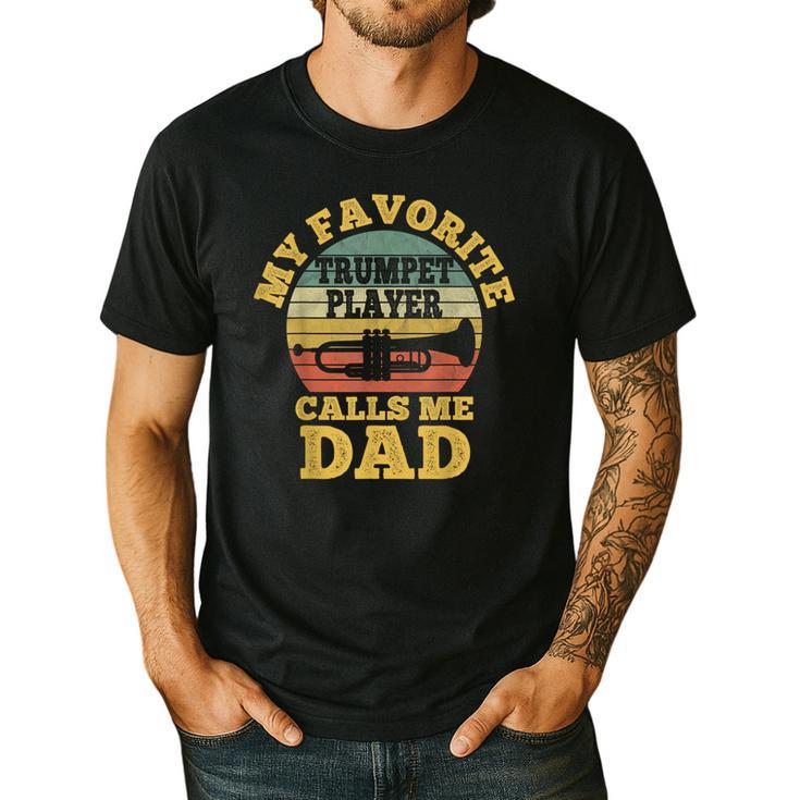 My Favorite Trumpet Player Calls Me Dad Father Vintage Men's Casual T-Shirt