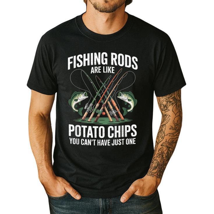 Fishing Rods Are Like Potato Chips Dad Fisherman Men's Casual T-Shirt