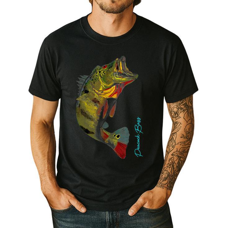 Fishing Shirts PEACOCK BASS Fishing Art Shirt For Dad Men's Casual T-Shirt