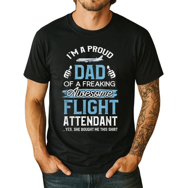 Flight Attendant Shirt For Dad Father Flight Attendant Men's Casual T-Shirt