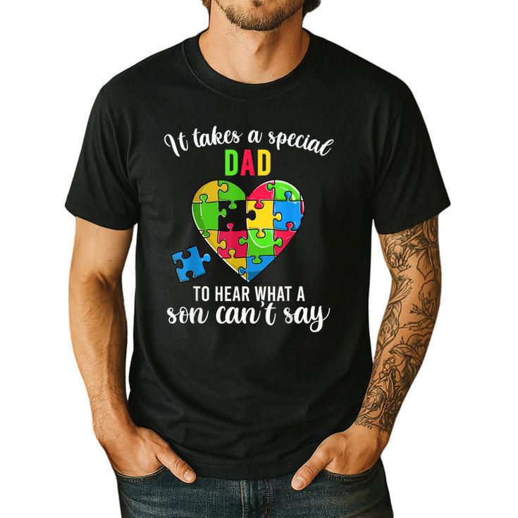 Fun Heart Puzzle Shirts Dad Autism Awareness Family Support Men's Casual T-Shirt