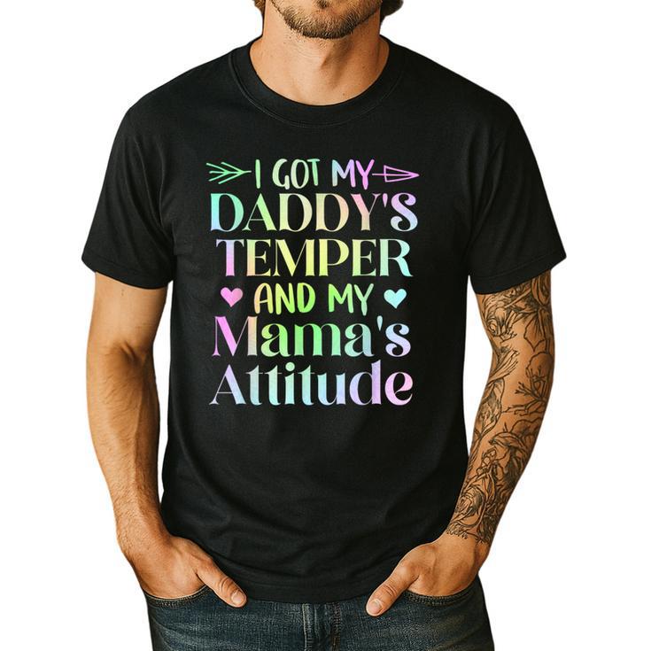 Funny Family Saying Apparel I GOT MY DADDY'S TEMPER And My Mama's Attitude Kids Men's Casual T-Shirt