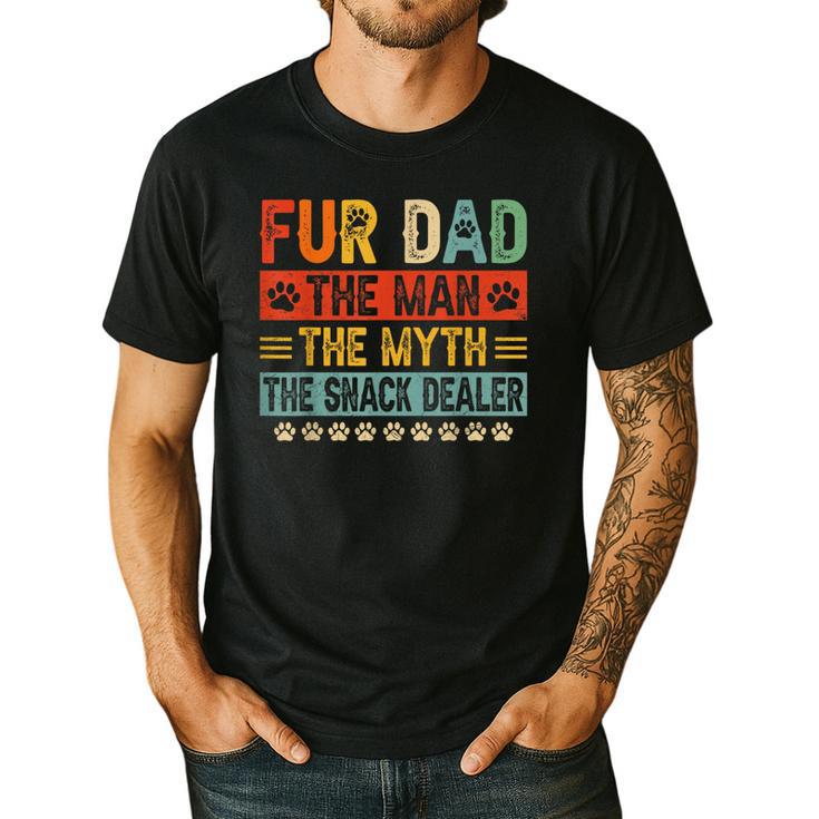 Fur Dad Man Myth Snack Dealer Paw Cat Dog Father's Day Men's Casual T-Shirt