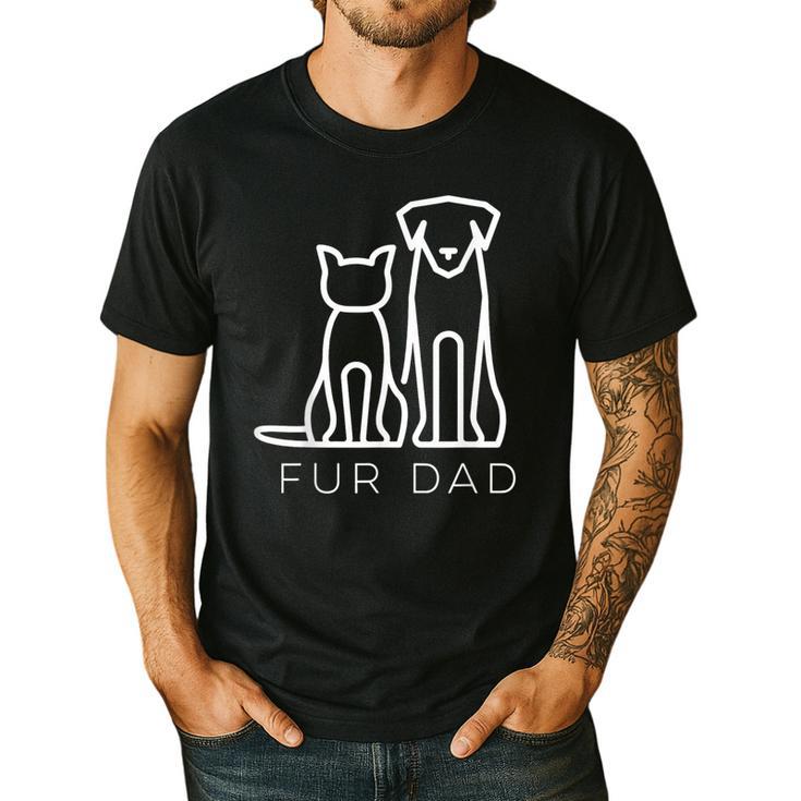 Fur Dad Pet Lover Cat Dog Dad Husband Fathers Day Wife Men's Casual T-Shirt