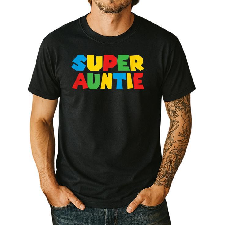 Gamer Aunt Super Auntie Gaming Matching Dad & Mom Kids Men's Casual T-Shirt