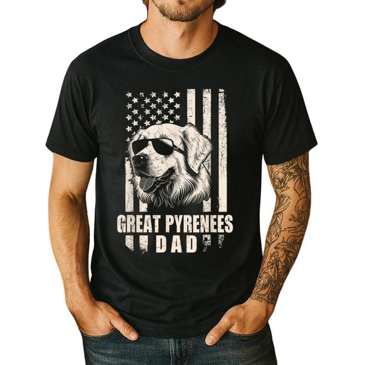 Great Pyrenees Dog Dad American Flag For Father Men Men's Casual T-Shirt