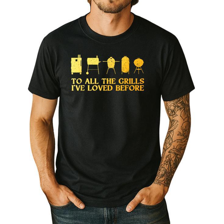 Grilling Art For Men Dad Barbecue Meat Smoking BBQ Men's Casual T-Shirt