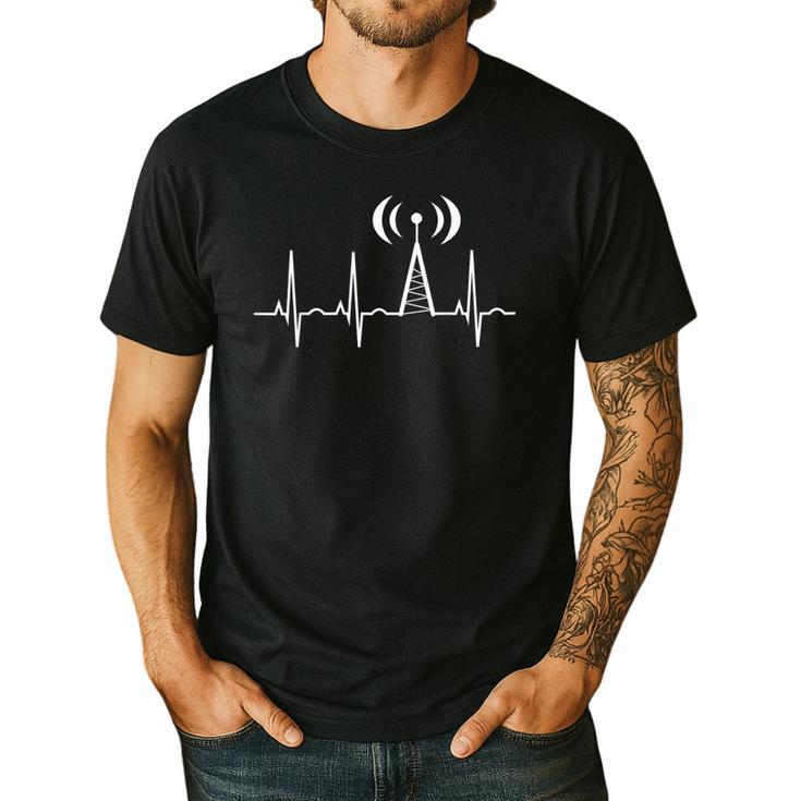 HAM Radio For Dad Ham Radio Operator Heartbeat Men's Casual T-Shirt