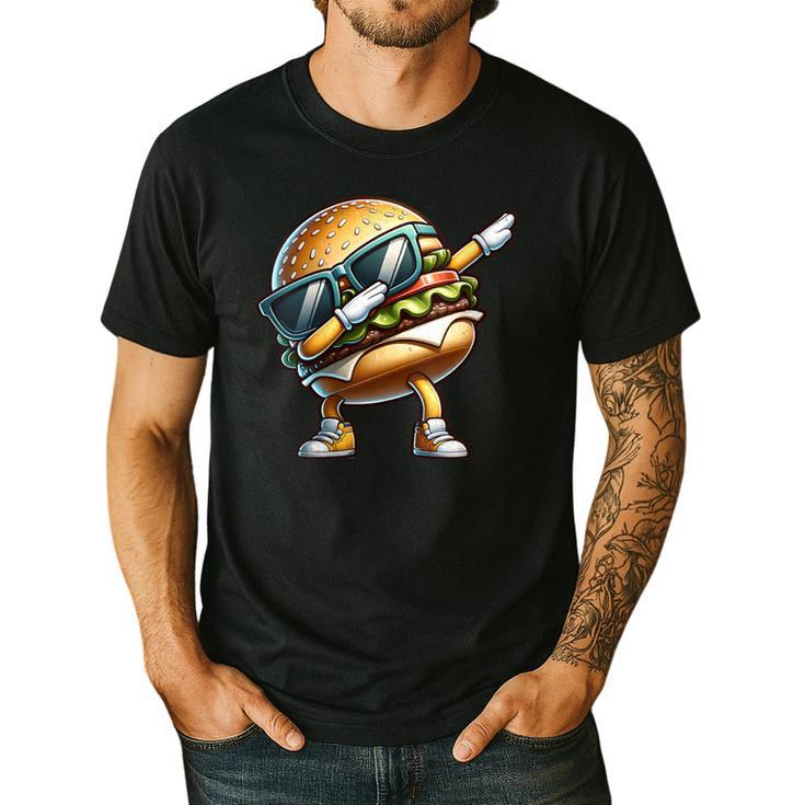 Hamburger Dabbing Kids Men Women Dab Dance Cheeseburgers Dad Men's Casual T-Shirt