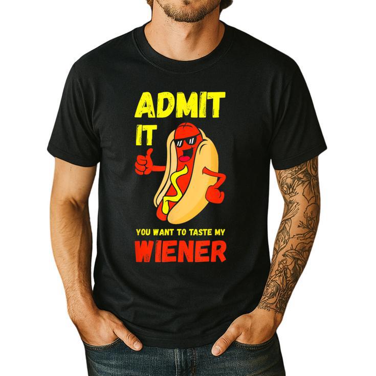 Hilarious Hot Dog Dad Joke Text Pun Dirty Joke -Barbecue Men's Casual T-Shirt