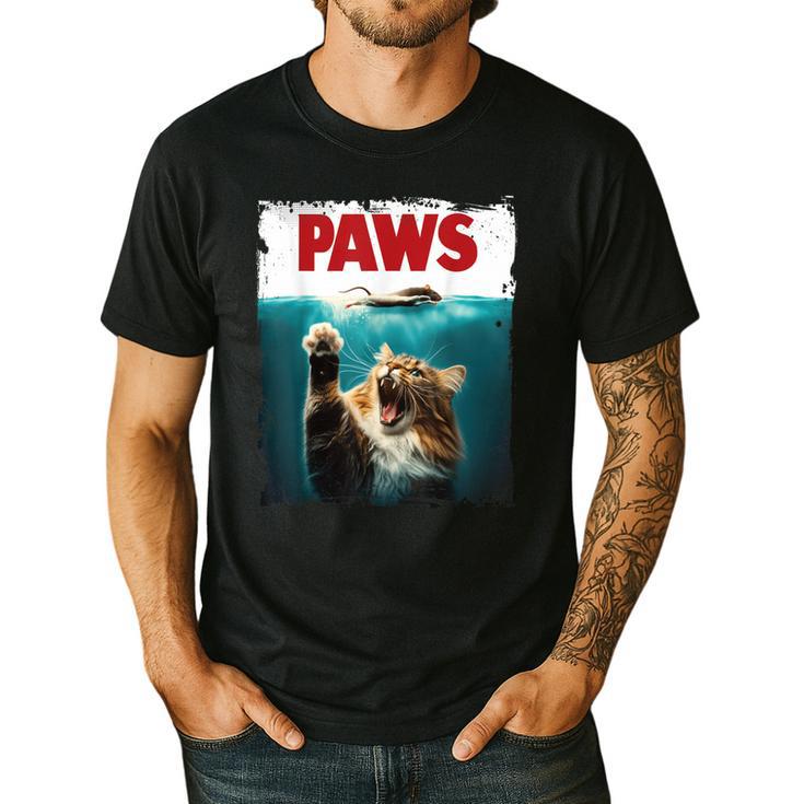 Humorous Paws Parody Cat Mouse For Cat Lover Cat Mom Cat Dad Men's Casual T-Shirt