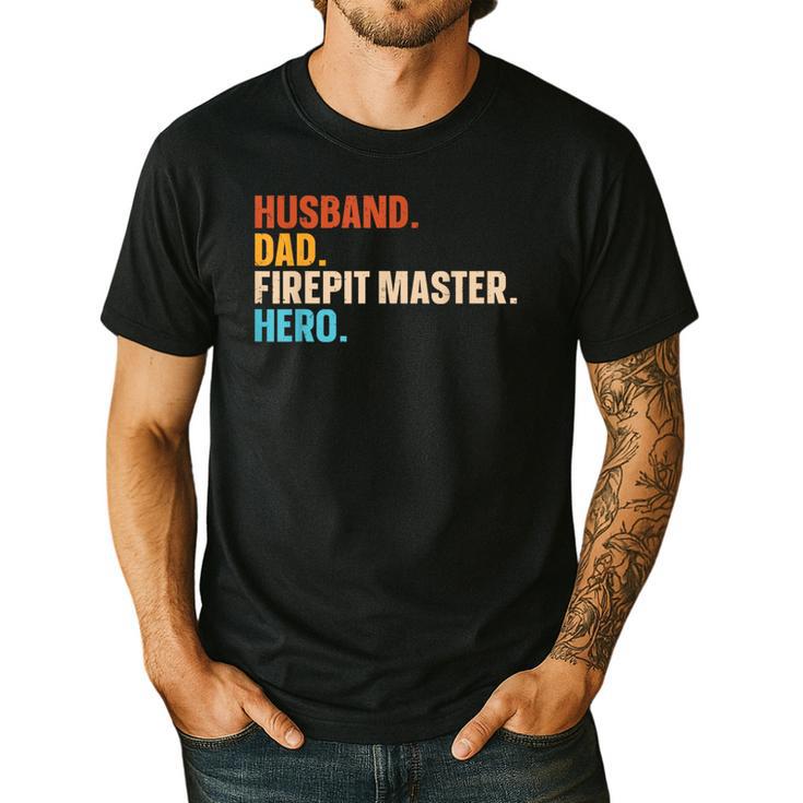 Husband Dad Firepit Master Hero Men's Casual T-Shirt