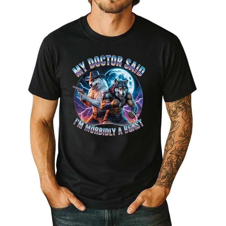 I'm A Beast Alpha Man Alpha Wolves Jokes Dad Papa Alpha Wolf Men's Casual T-Shirt