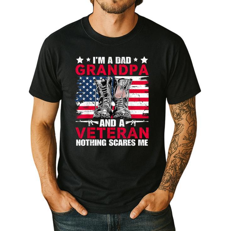 I'm A Dad Grandpa And Veteran Papa Grandpa Fathers Day Men Men's Casual T-Shirt