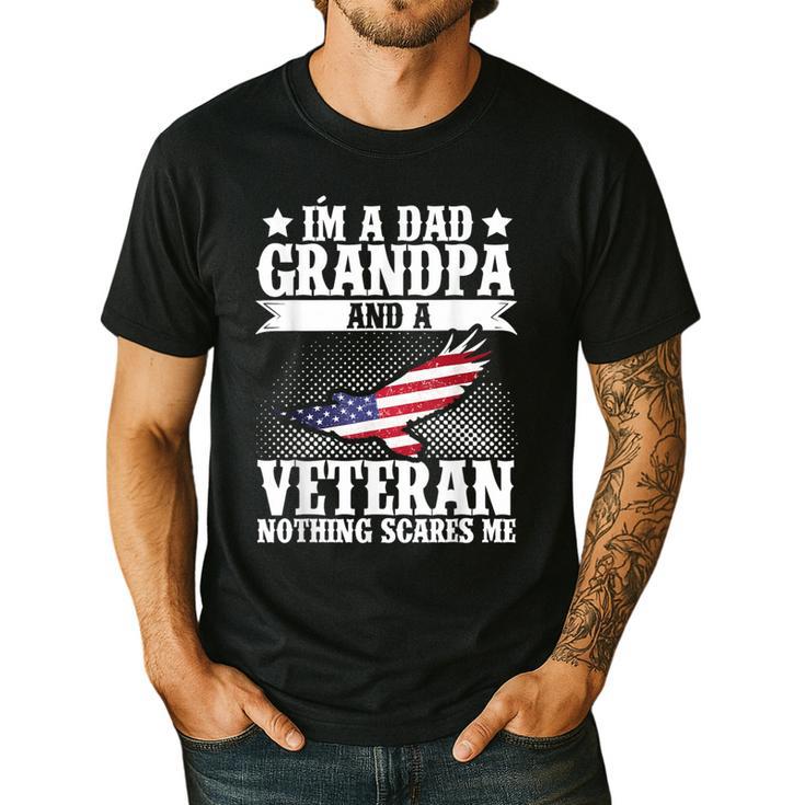 I'm A Dad Grandpa And A Veteran US Flag Veterans Day Men's Casual T-Shirt
