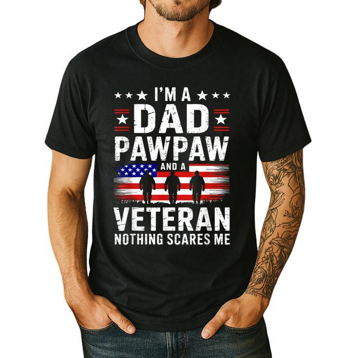 I'm A Dad Pawpaw And A Veteran Shirt Men Grandpa Fathers Day Men's Casual T-Shirt