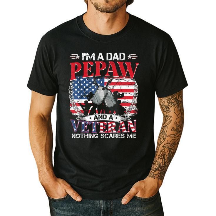 I'm Dad Pepaw Veteran Nothing Scares Me Father's Day Men's Casual T-Shirt