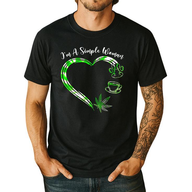 I'm A Simples Woman Loves Weed Coffee And Dog Dad Mom Men's Casual T-Shirt