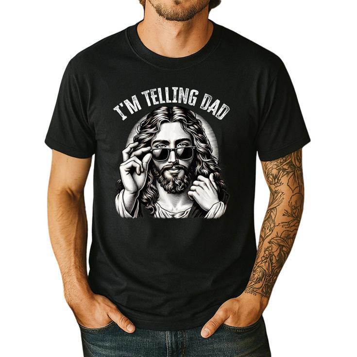I'm Telling Dad Saying Religious Christian Jesus Meme Men's Casual T-Shirt