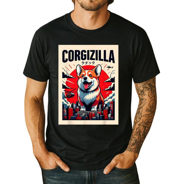 Japanese Art Corgi Dog Mom Dad Men's Casual T-Shirt