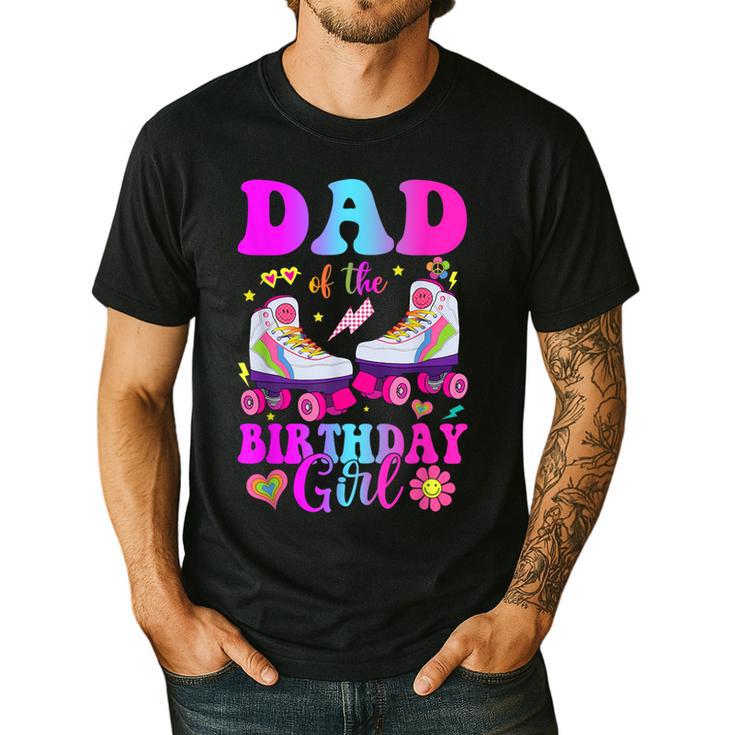 Let's Roll Dad Of The Birthday Girl Roller Skate Birthday Men's Casual T-Shirt