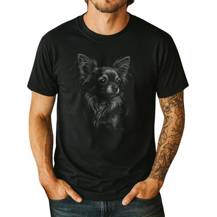 Long Haired Chihuahua Dog For Men Women Dog Mom Dad Men's Casual T-Shirt
