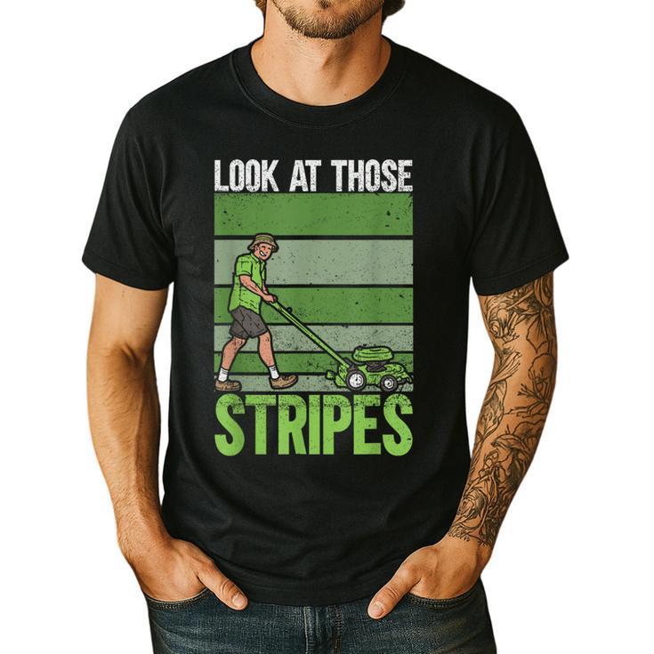 Look At Those Stripes Lawn Mowing Dad Lawn Mower Small Men's Casual T-Shirt