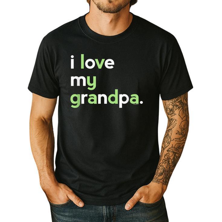 I Love My Grandpa Shirt For Boys Dad Papa Fathers Day Tee Men's Casual T-Shirt