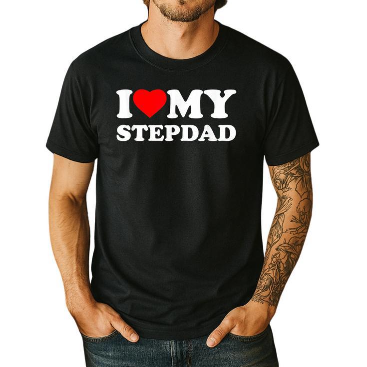 I Love My Step-Dad Heart Family Grandpa StepDad Bonus Dad Men's Casual T-Shirt