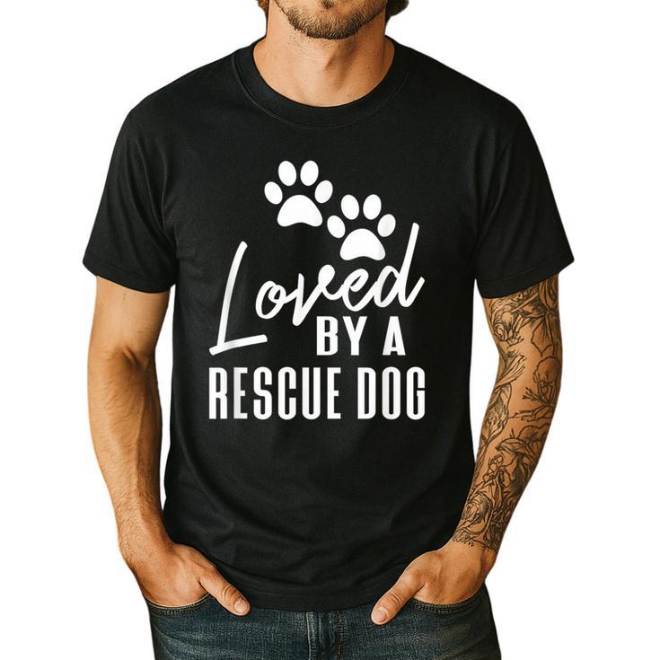 Loved By A Rescue Dog Foster Mom Rescue Dad Men's Casual T-Shirt