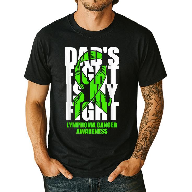 Lymphoma Cancer Awareness Lime Green Ribbon Dad's Fight Men's Casual T-Shirt