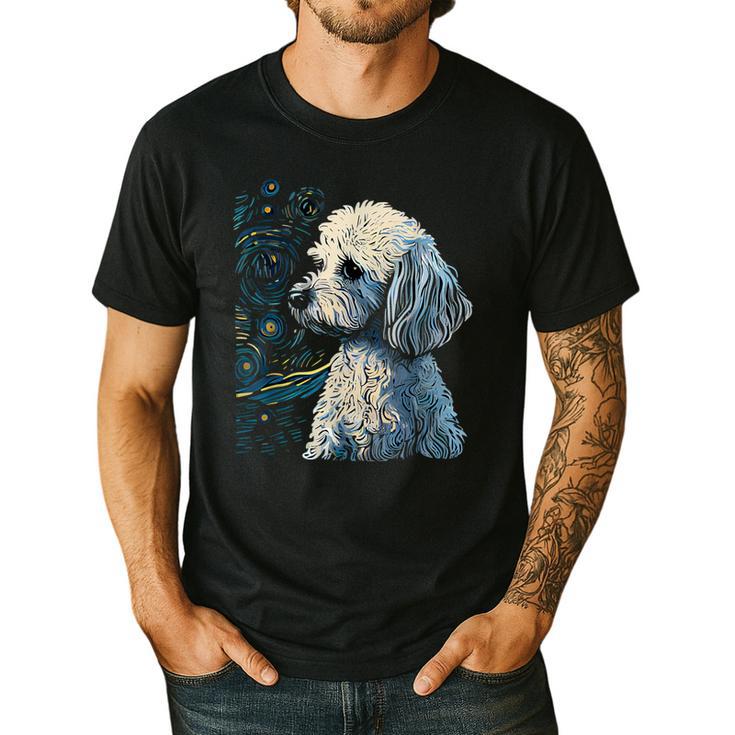 Maltipoo Starry Night Van Gogh Maltipoo Mom Dad Owner Men's Casual T-Shirt