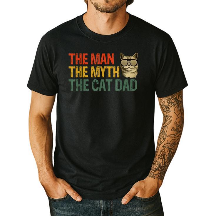 The Man The Myth The Cat Dad Cat Daddy Vintage Men's Casual T-Shirt